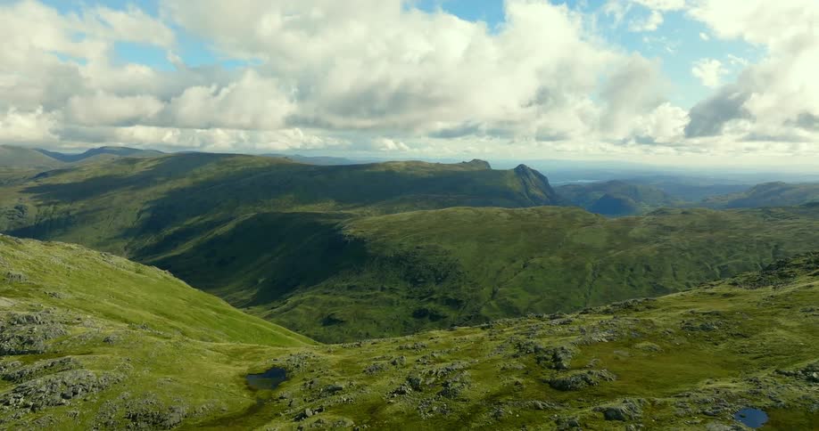 Grassy hills and the valley below