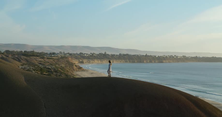 A woman walking outdoors