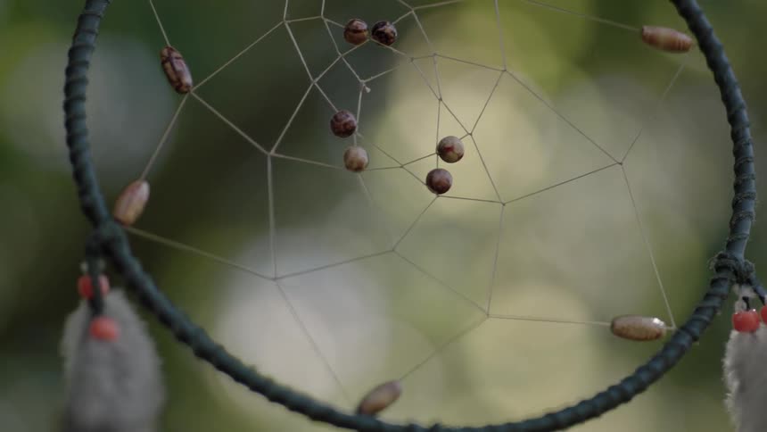 A breeze rustling the feathers on a dreamcatcher