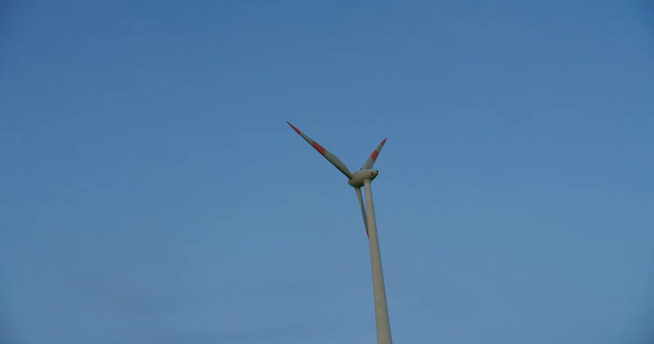 A rotating wind turbine outdoors