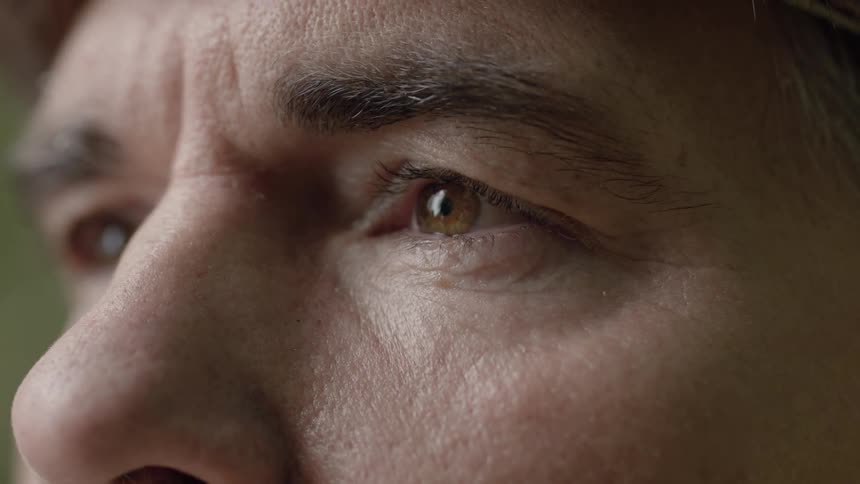 A brown-eyed man blinking