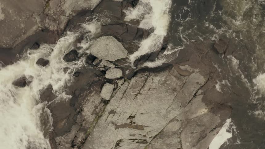 A river crashing over a rock formation