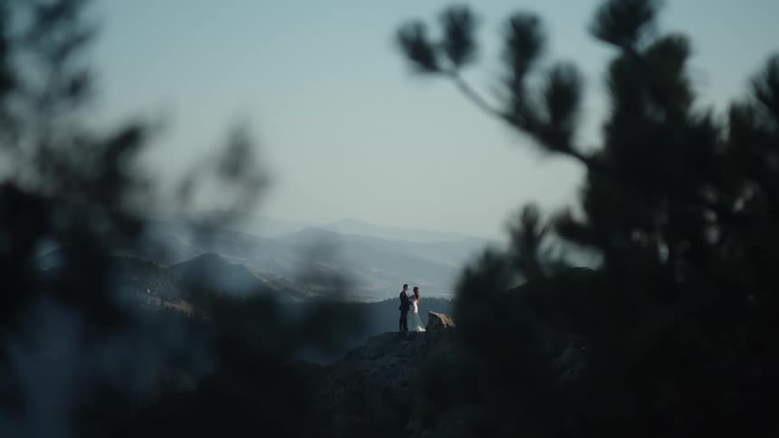 A couple get married deep in the woods