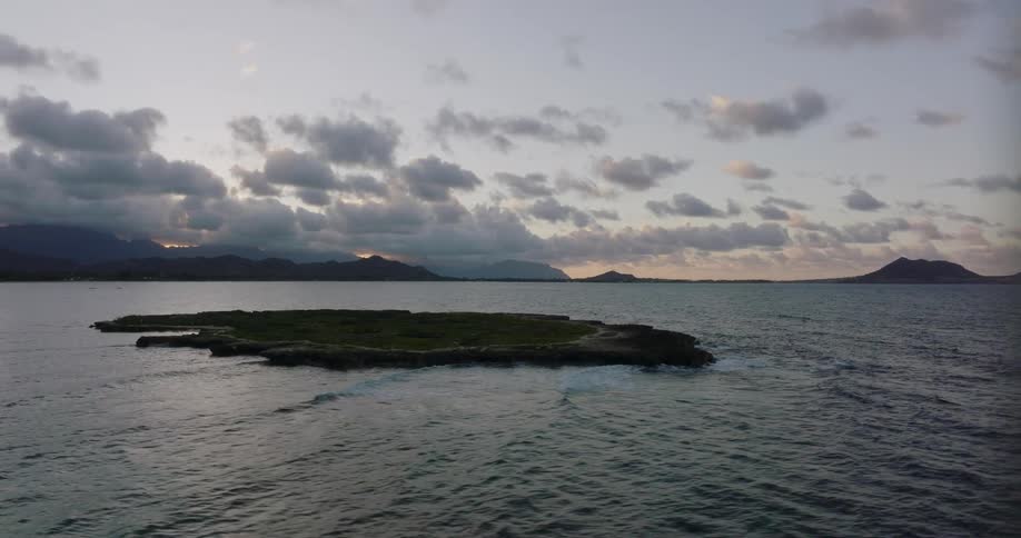 A small island is in the ocean