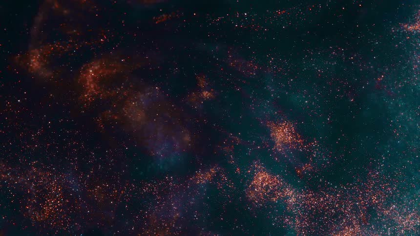 Sparkles in the darkness twinkle like stars in the universe until a warp moves across the nebula causing a ripple through space