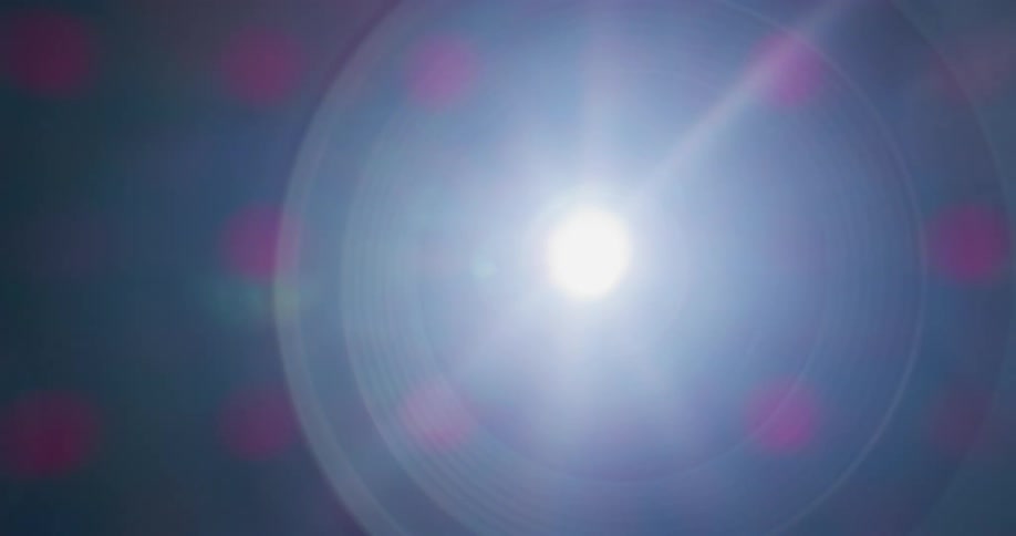 A light shines from the device