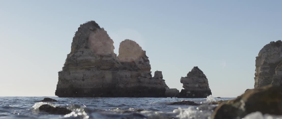 Waves crashing against rocks