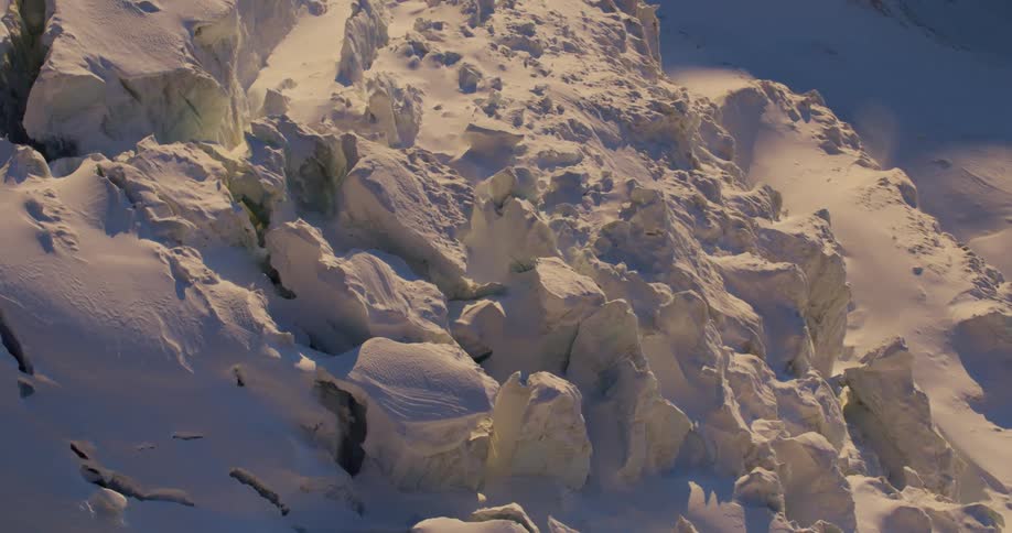 Close up view of snow on a mountain is displayed