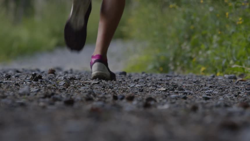A person runs outdoors