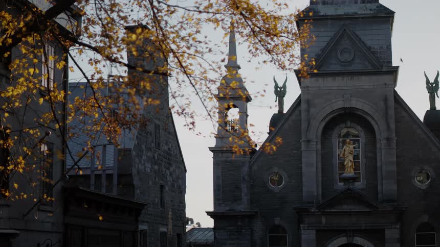 A church under a cloudy evening sky