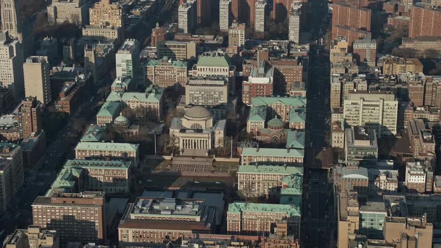 Approaching Columbia Universitys campus in New York City on a sunny winter day
