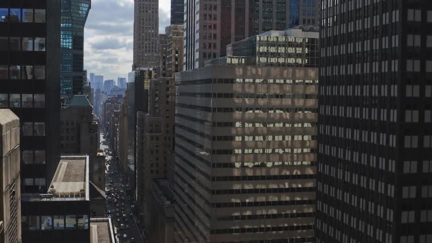 Time lapse view of traffic in a downtown city