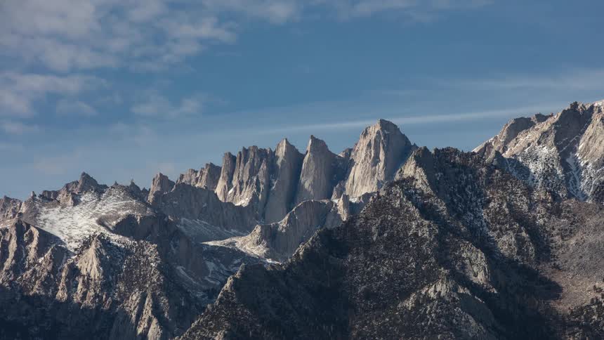 Landscape of snowy rocky mountains