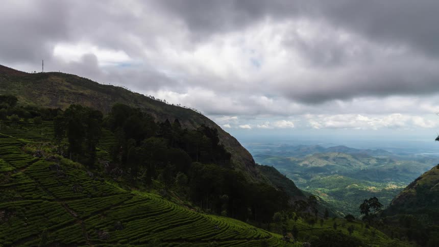 Time lapse view of a hill landscape is displayed during spring
