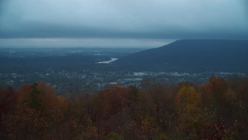 Aerial view of open landscape is displayed in the fall