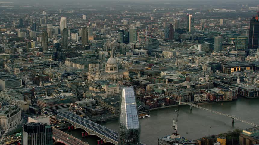 A congested city on a river
