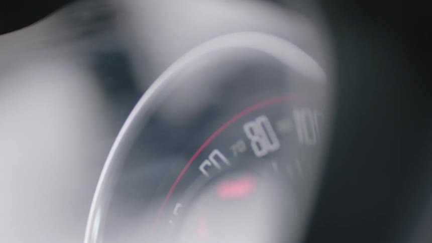 The speedometer in a car