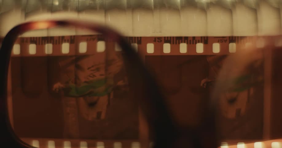 Close up view of film from a camera is displayed
