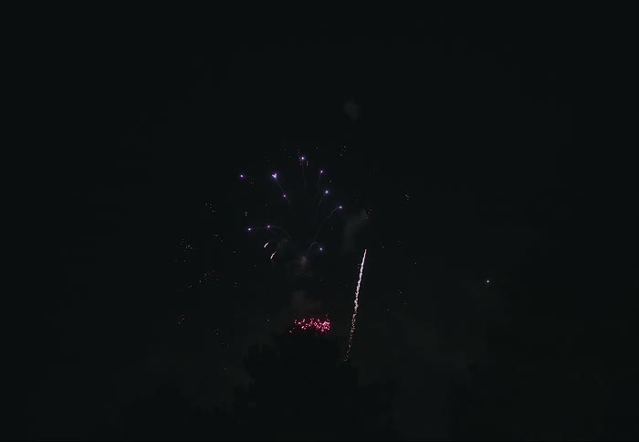 Colorful fireworks glow in the darkness as they explode across the night sky