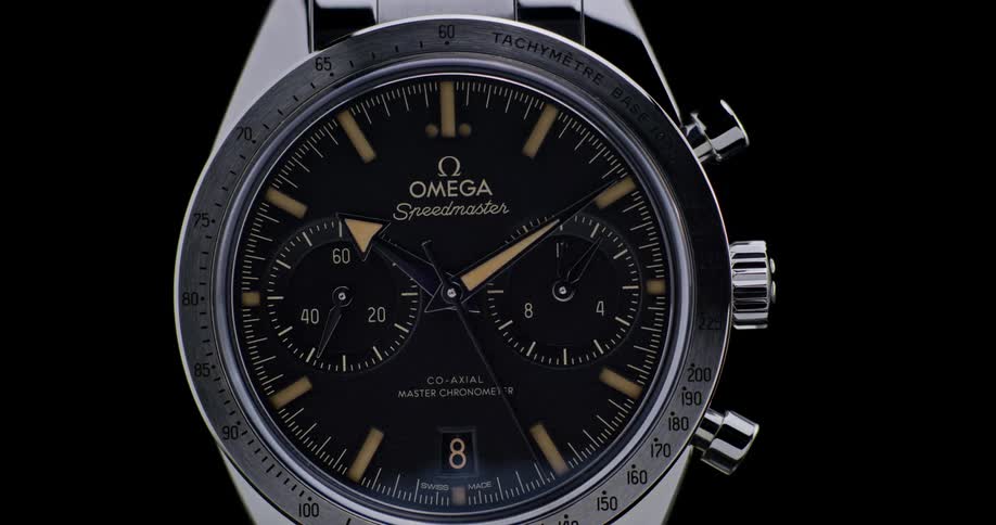 Closeup of silver wristwatch running