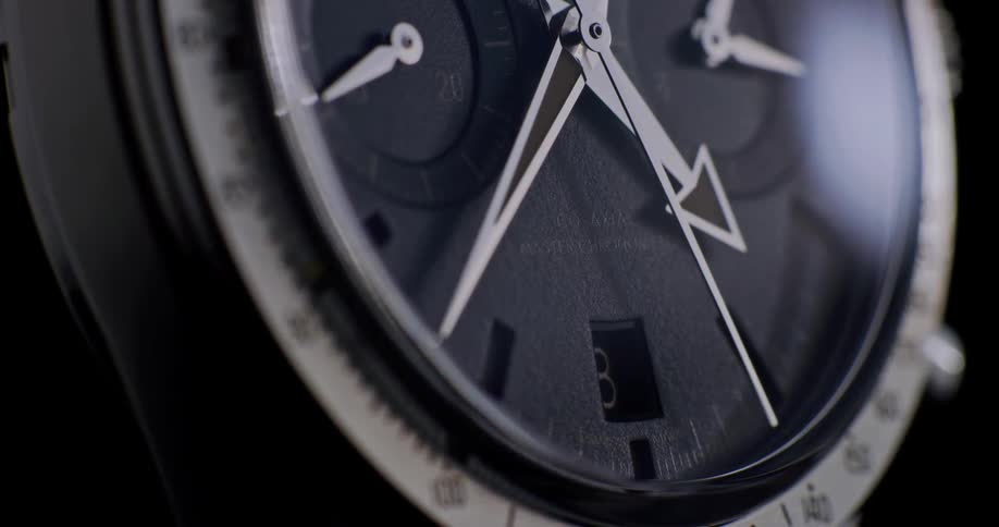 The watch hand is moving