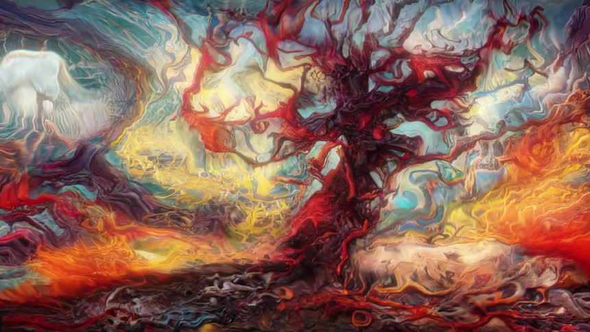 Flowing and swirling colorful liquid