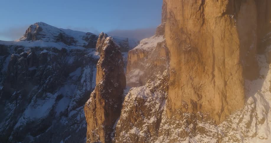 Mountains are covered with snow in the winter time