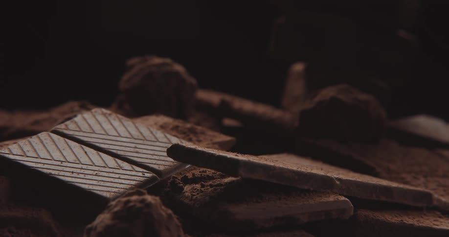 Chocolate candy pieces on a table