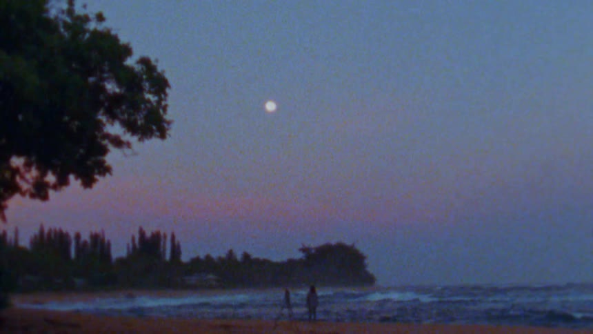 A person standing on the beach during sunset