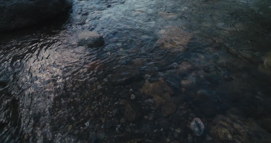 A brook with flowing water and rocks