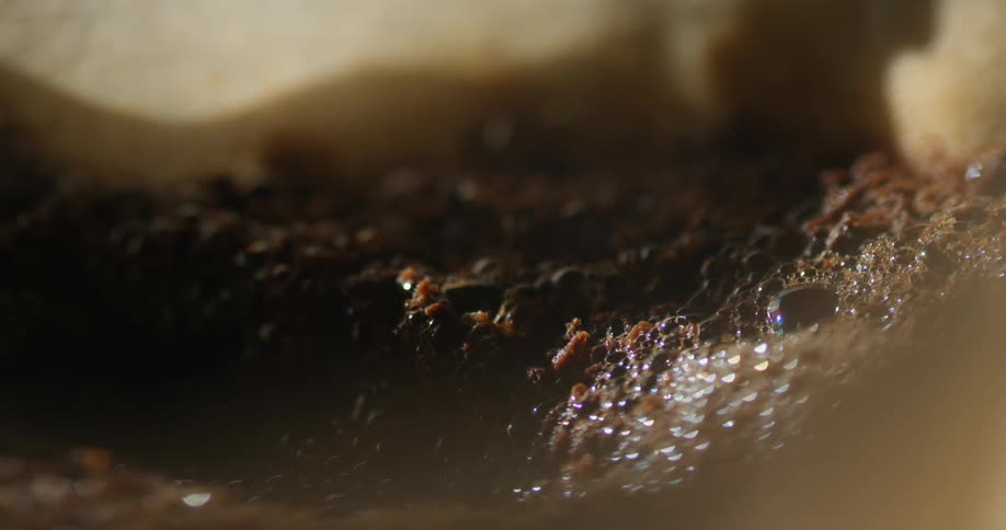 Steam rises from the foam
