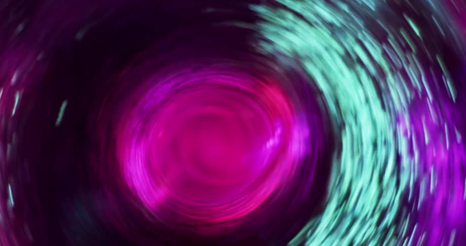 Light blue glitter particles move around a purple and pink swirling vortex as it spins