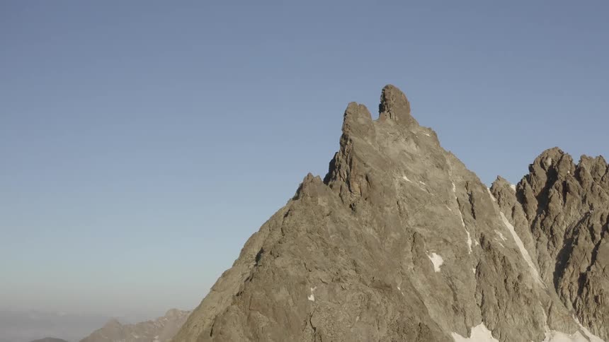 The mountain is tall and jagged