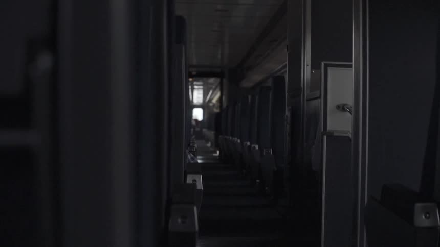 The aisle of a train