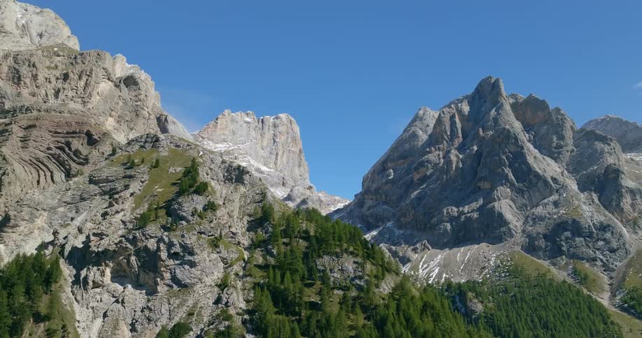 Aerial view of high mountains in the mountainous region