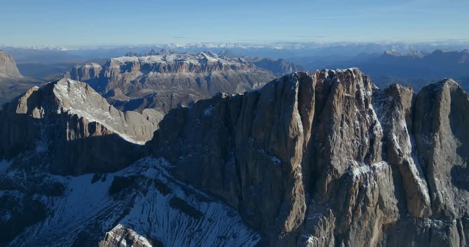 An aerial view of a mountain range