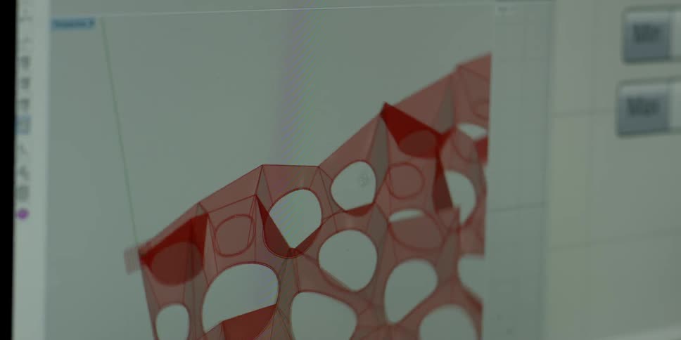 A computer display has a graphic on it
