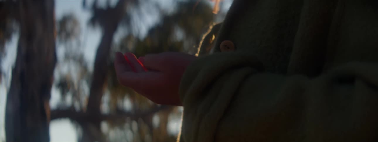 A girl is looking around the forest