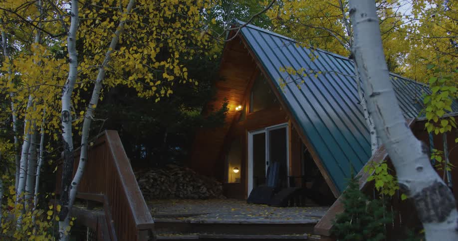 The home is surrounded by trees