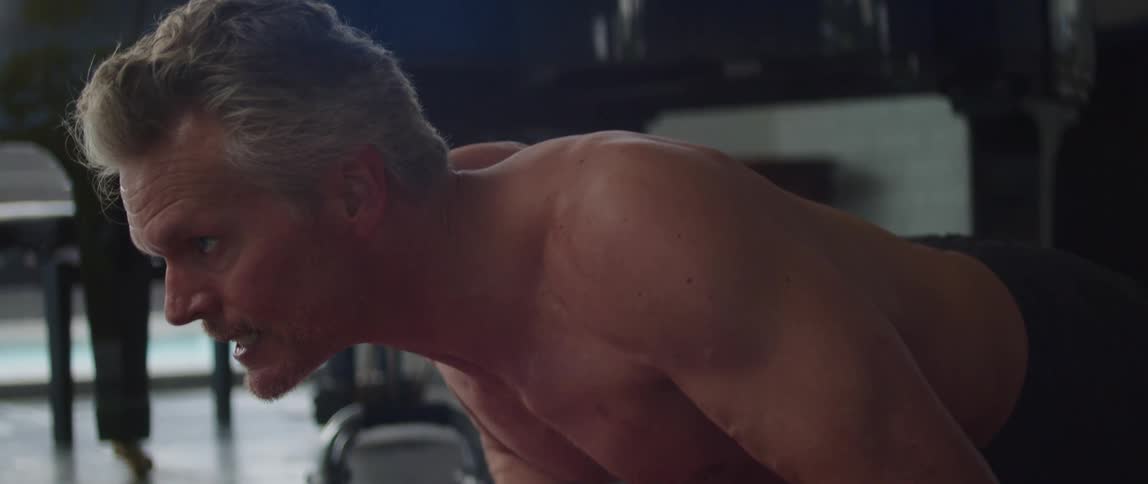 A man working out in a room