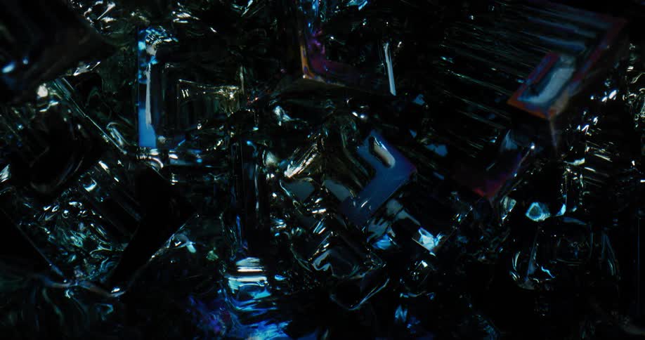A light shines over a translucent blue stone