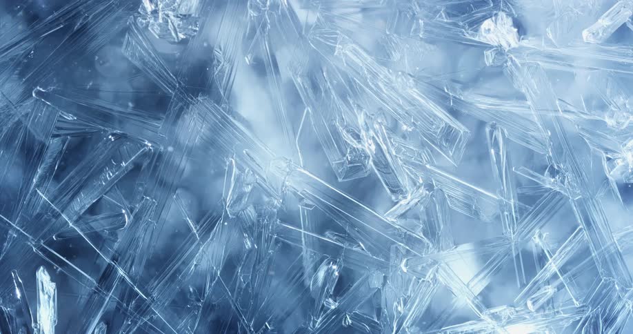 Clear crystals begin to form quickly from within a liquid environment