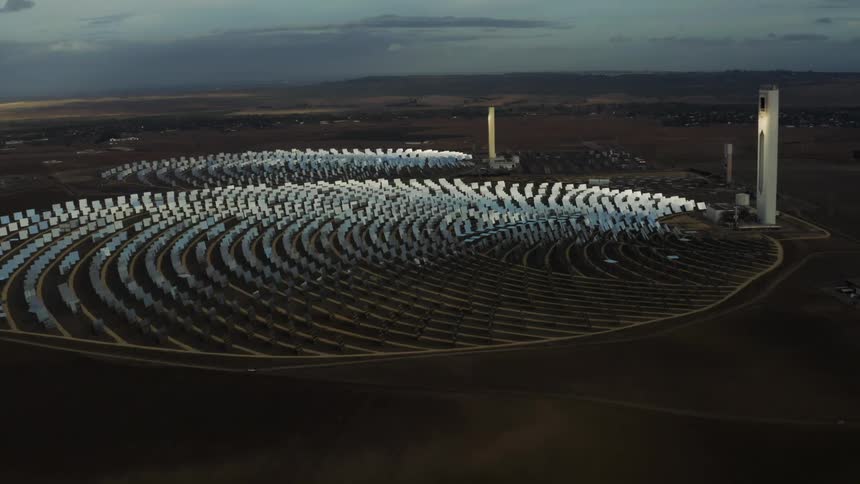 A large solar farm in the desert