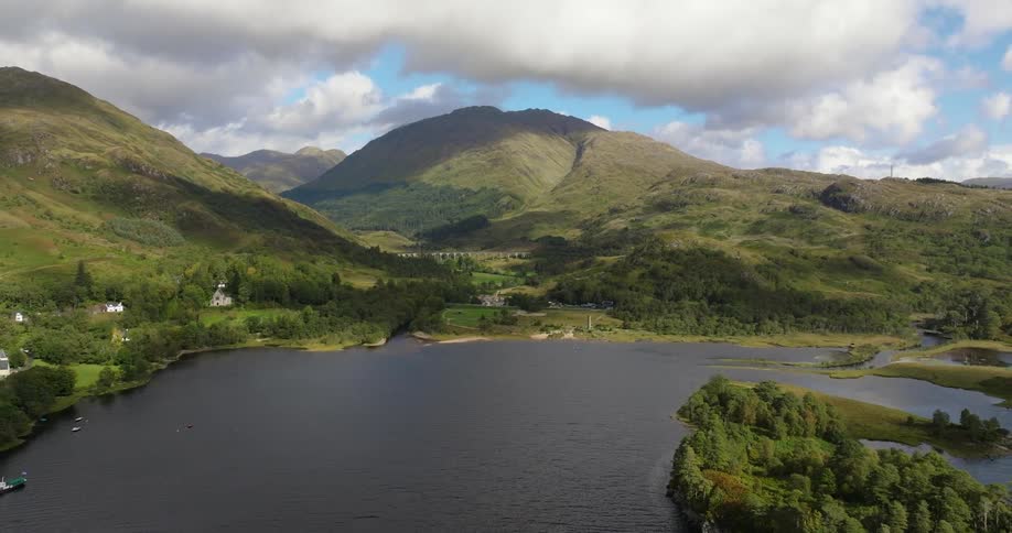 The view is of the forest area and the lake, in Glenfinnan Scotland