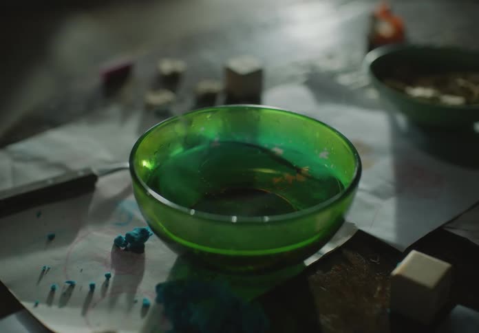 Smoke rises from the small bowl