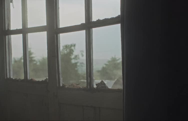 Close up of a door in a home as the window is shattered