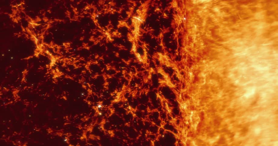A digital design mimics growing red and orange flames