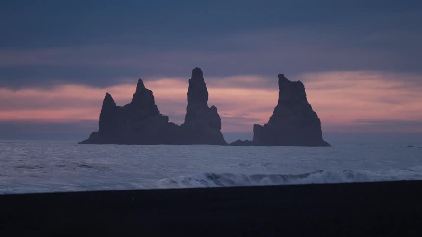 Iceland - The view is of the ocean in the evening