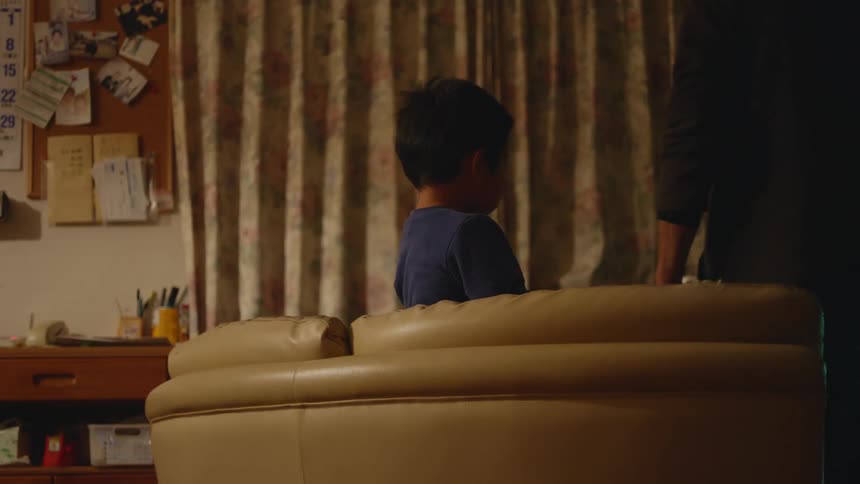 Son and father are hanging out inside of there home