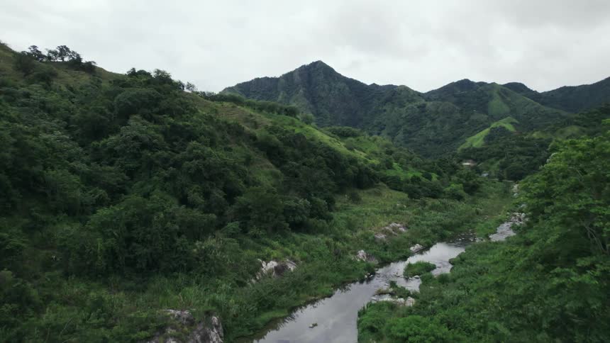 The island has a stream running through